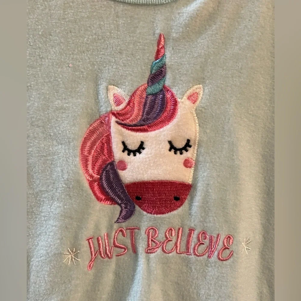 Blue‎ Unicorn 🦄 Nightgown Matching Slipper Socks - Rene Rofe - Size L 10/12 NWT